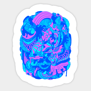 Blue Abstract Wave of Thoughts No 2 Sticker